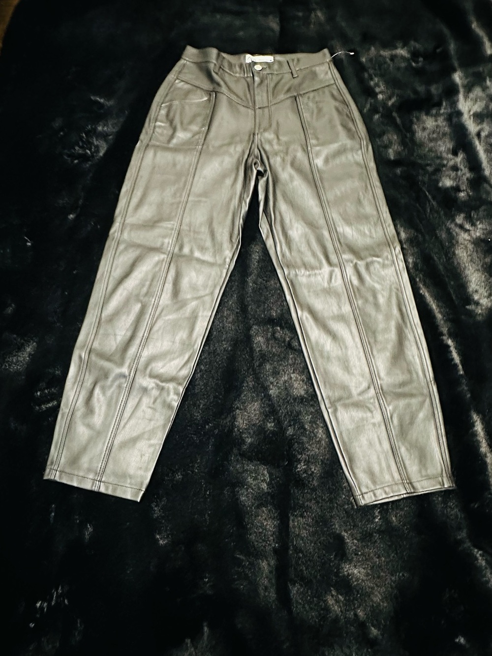 Zara Black Faux Leather Skinny Pants Vegan Leather Coated Pants XS